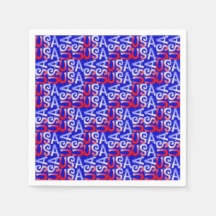 Word Art USA Text,Blue-PAPER PARTY NAPKINS