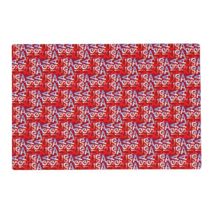Word Art USA Text,Red-LAMINATED PAPER PLACE MAT