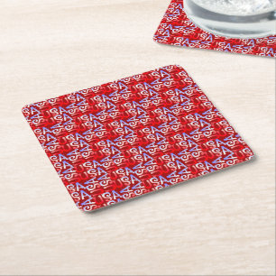 Word Art USA Text,Red-PULP PARTY COASTERS