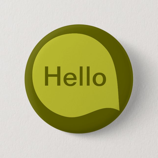 Word Bubble - Banana Yellow on Deep Olive Button (Front)