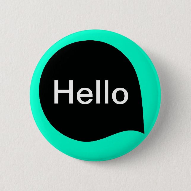 Word Bubble - Black on Turquoise Button (Front)