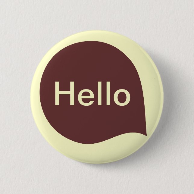 Word Bubble - Dark Brown on Pale Yellow Pinback Button (Front)