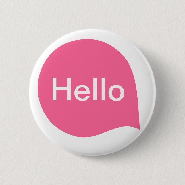 Word Bubble - Deep Pink on White Pinback Button (Front)