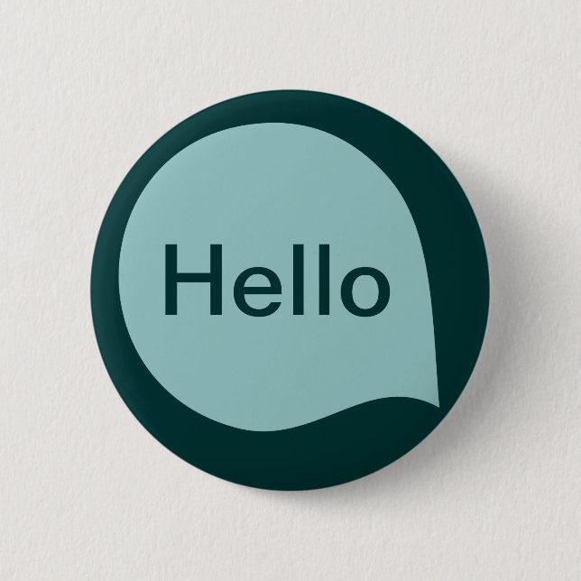 Word Bubble - Lt Blue Green on Dk Moss Green Pinback Button (Front)