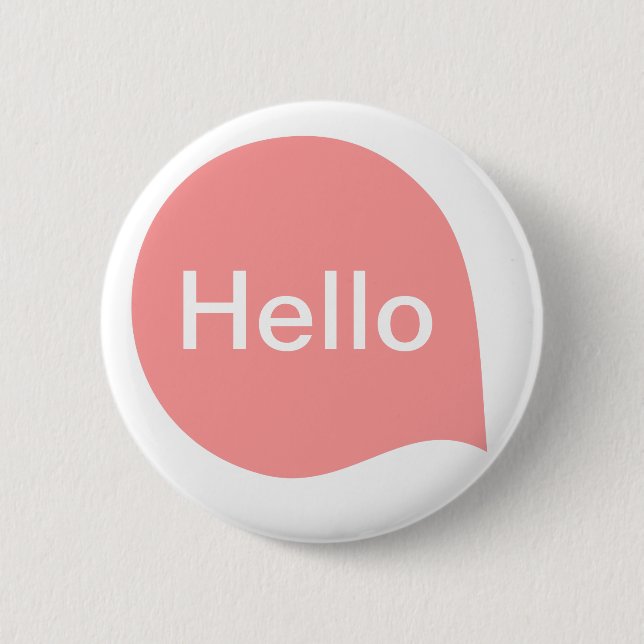 Word Bubble - Soft Pink on White Pinback Button (Front)