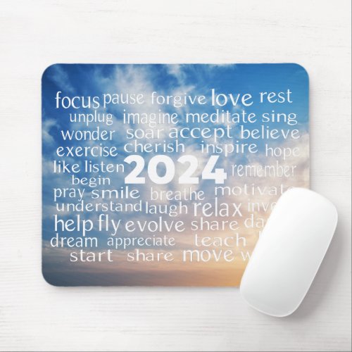 Word Cloud 2024 On Sky Mouse Pad
