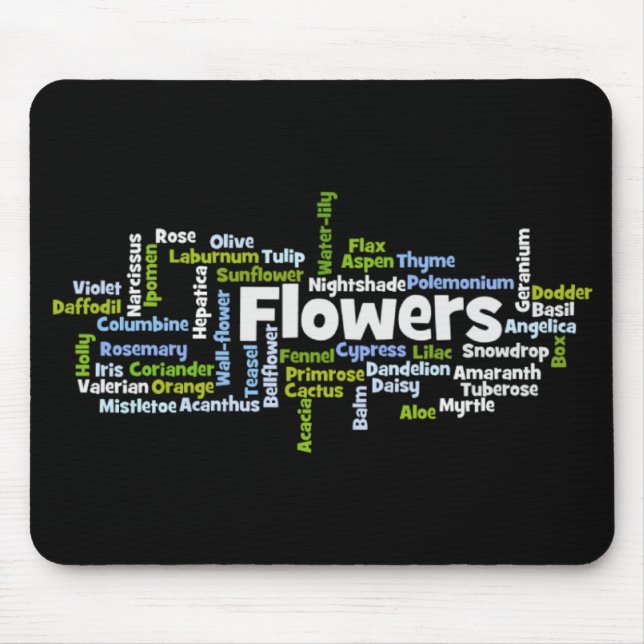 Word Cloud Flowers Mousepad (Front)
