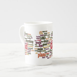 Word Cloud for Top 10 Bible Verses Bone China Mug