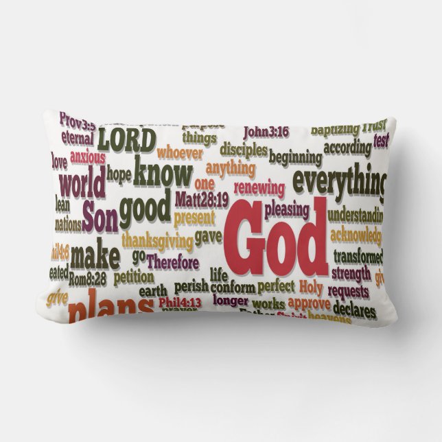 Word Cloud for Top 10 Bible Verses Lumbar Pillow (Front)