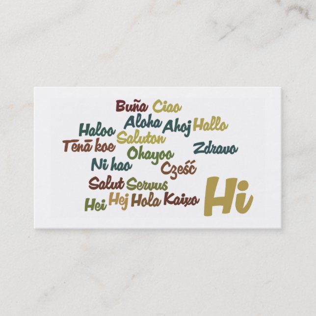 Word Cloud Hi Business card (Front)