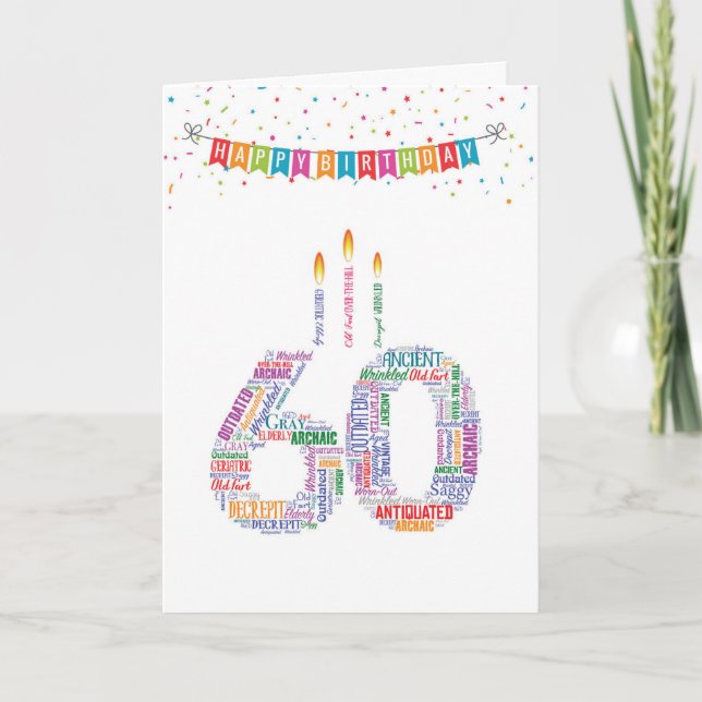 Word Cloud Milestones 60 - Birthday Card (Front)