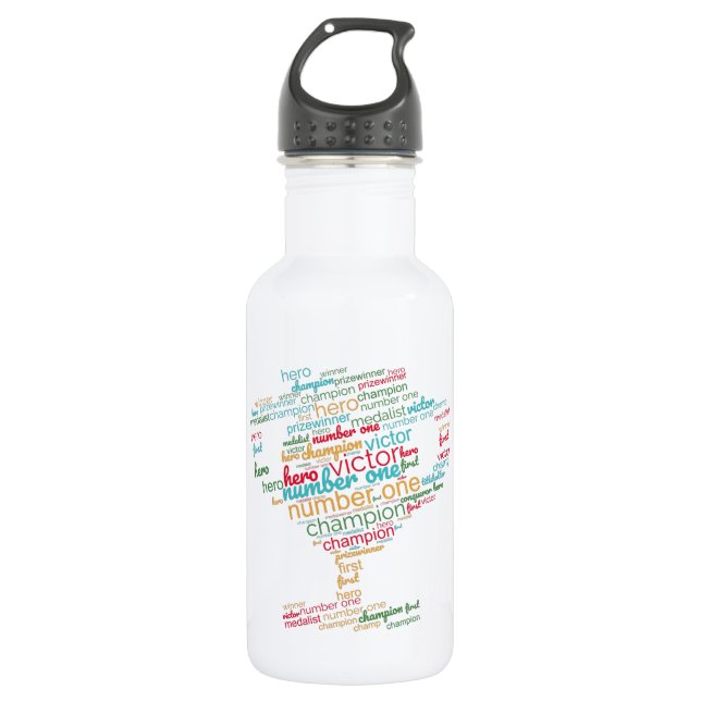 WORD CLOUD MOTIVATION     STAINLESS STEEL WATER BOTTLE (Front)