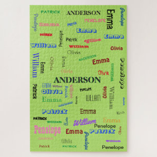 Word Cloud Name Collage Amazing Family Jigsaw Puzzle