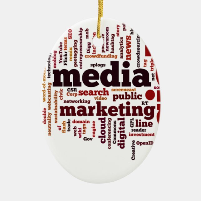 word-cloud Social Media Text Ceramic Ornament (Front)