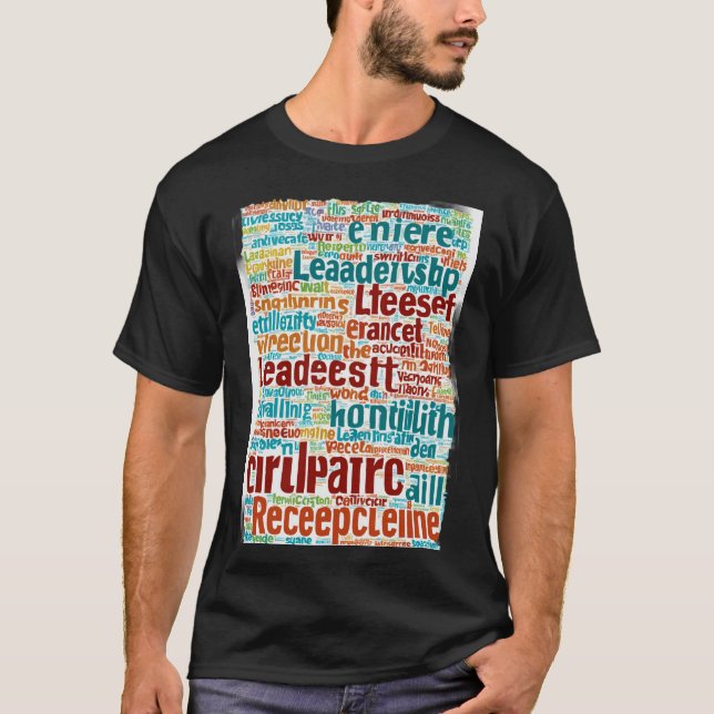 Word cloud using in multi colours T-Shirt (Front)