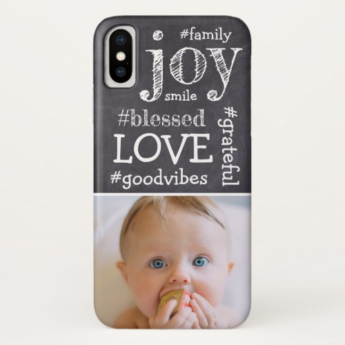 Word collage Chalkboard Etching single Photo iPhone X Case
