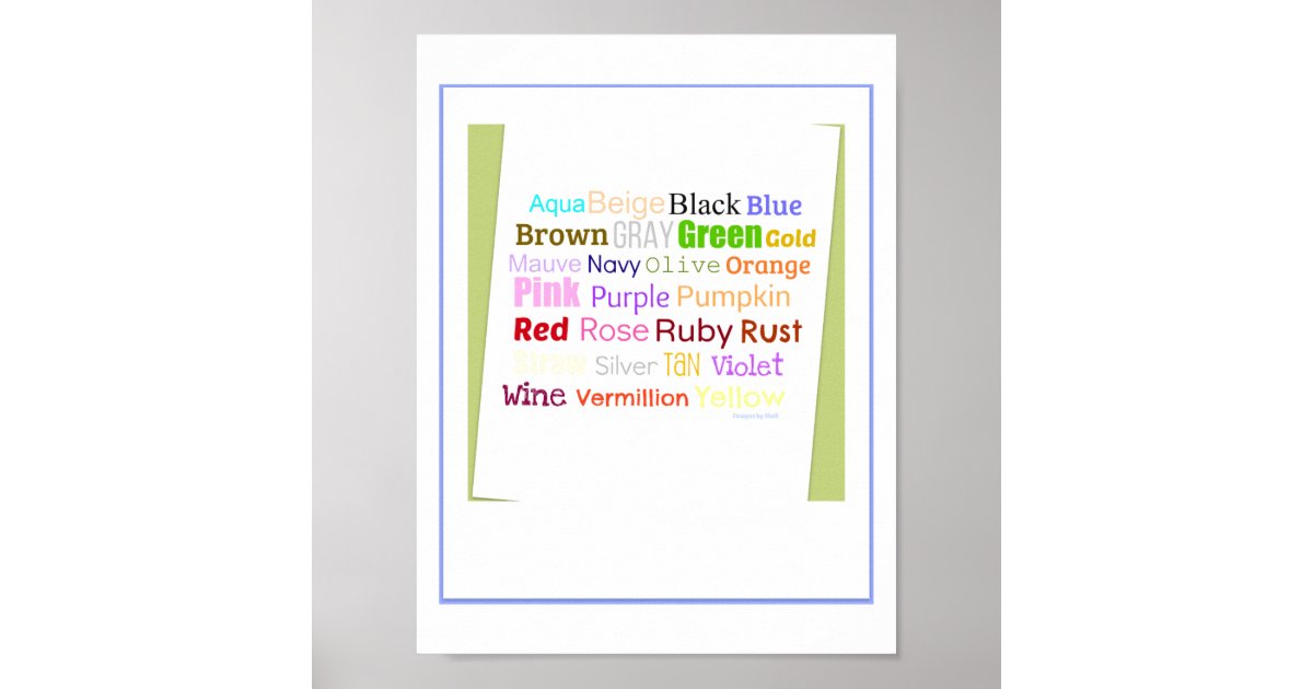 Word Collage For Colors Poster | Zazzle