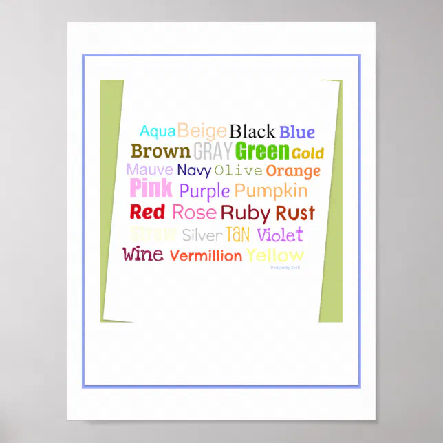 Word Collage For Colors Poster | Zazzle