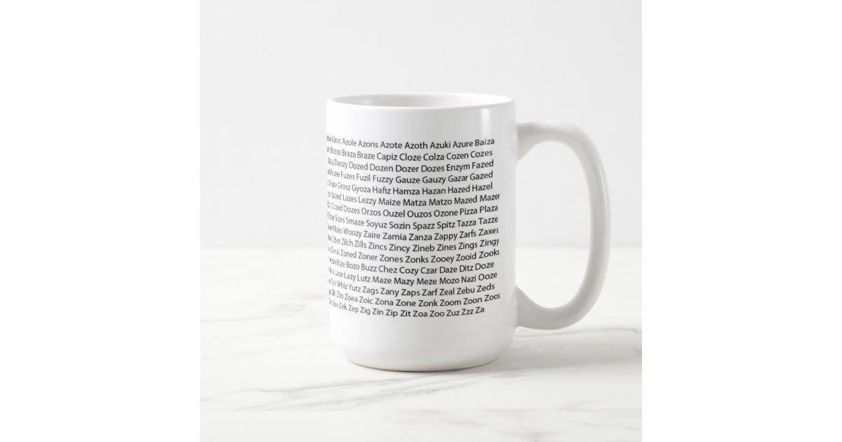 Word Game Mug - Z Word List NEW DESIGN | Zazzle