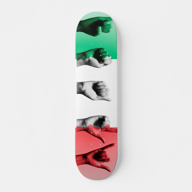 Word Italy over the italian flag Skateboard Deck (Front)