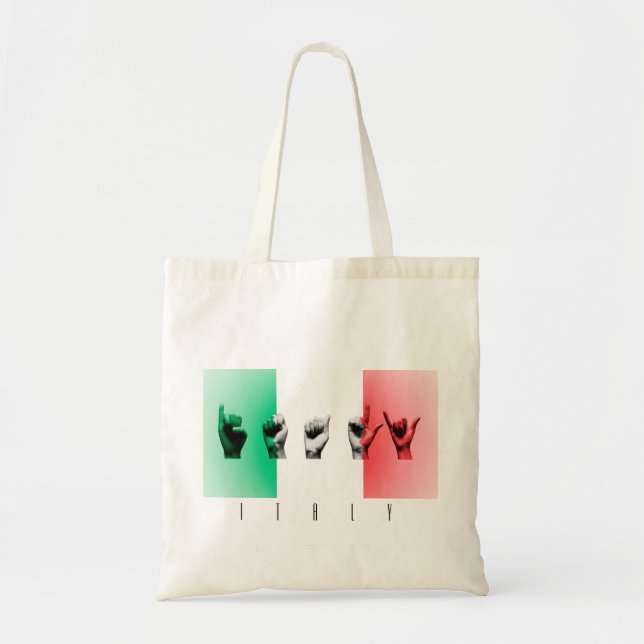 Word Italy over the italian flag Tote Bag (Front)