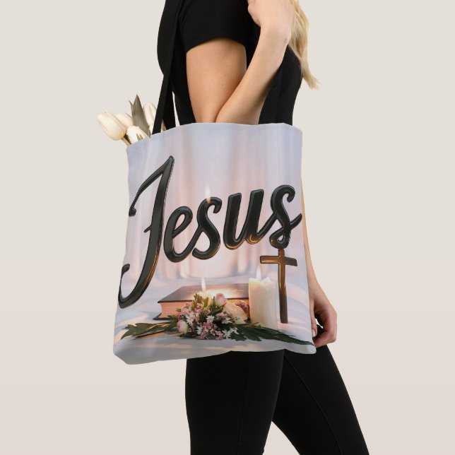 Word Jesus tote bags christian (Close Up)