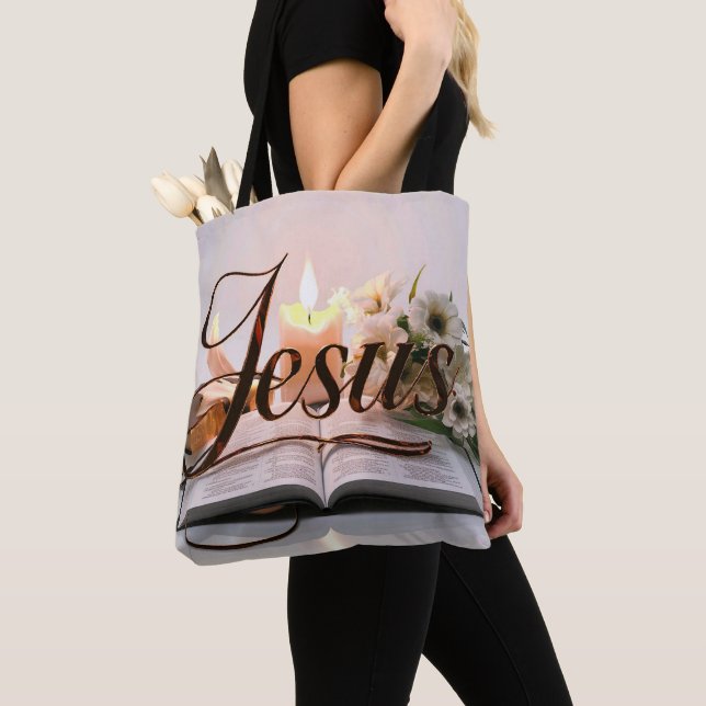 Word Jesus tote bags christian (Close Up)