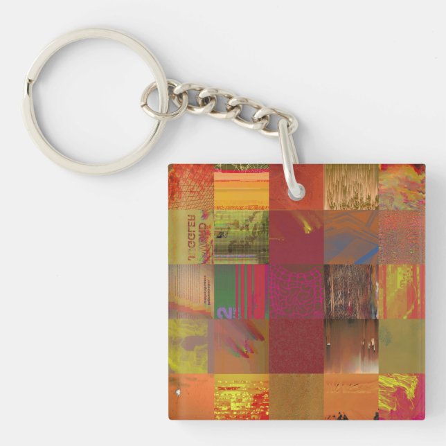 Word Juggler Glitch Art Data Corruption Abstract Keychain (Front)