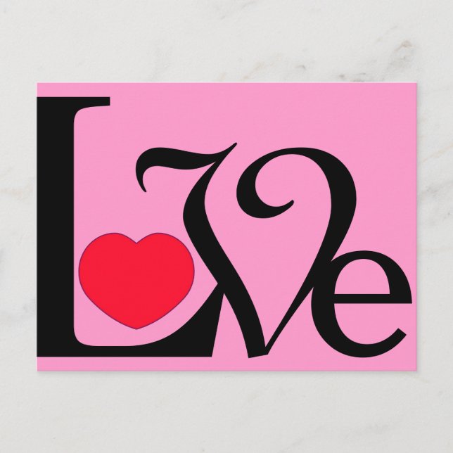 Word Love Heart Postcard (Front)