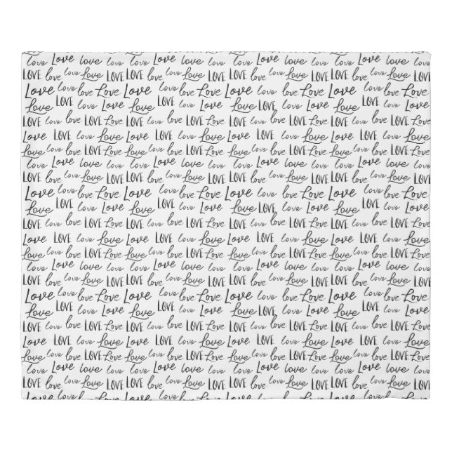 Word "Love" repeat font, modern black and white Duvet Cover (Front)