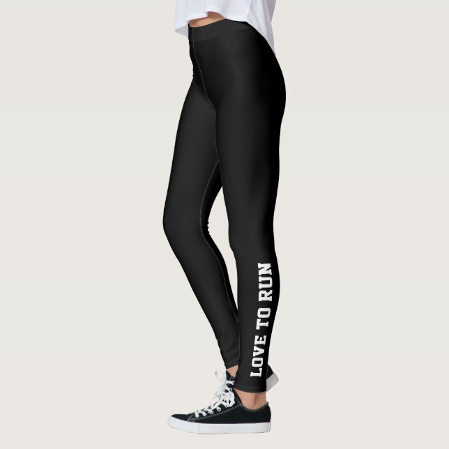 Word, Love To Run Black Leggings (Left)