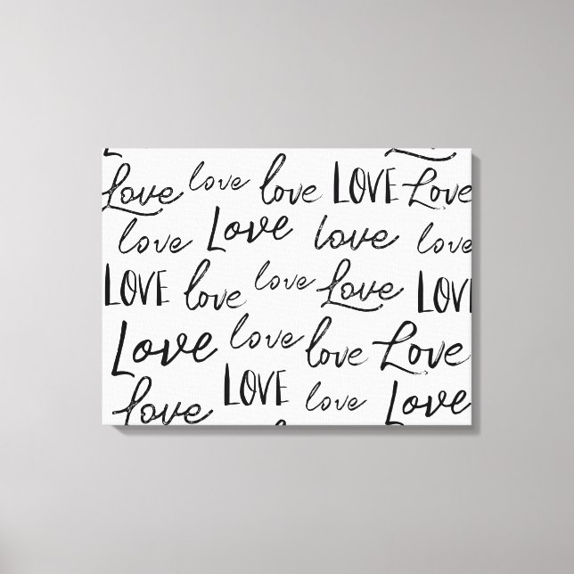 Word Love Typography Calligraphy Script Canvas Print (Front)