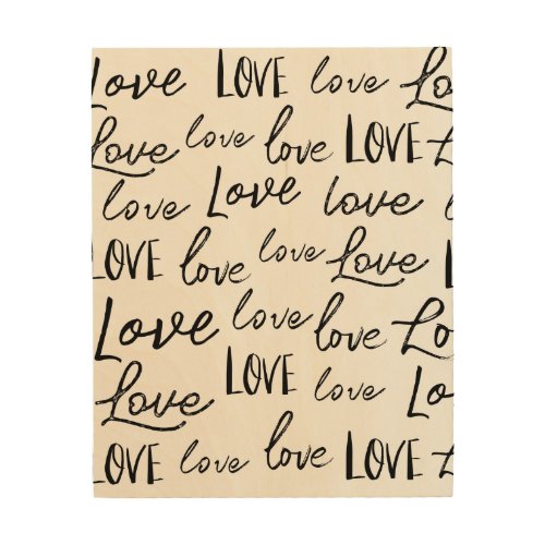 Word Love Typography Calligraphy Wood Wall Art