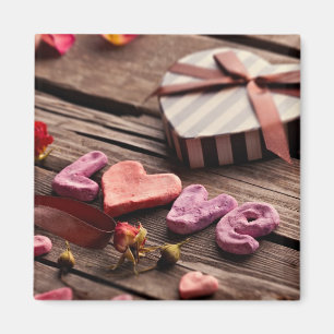 Word Love with Heart Shaped Valentine's Day Gift Magnet