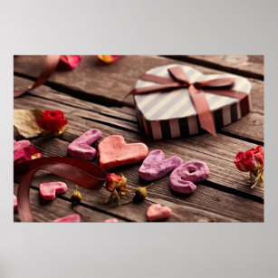 Word Love with Heart Shaped Valentine's Day Gift Poster