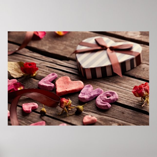 Word Love with Heart Shaped Valentine's Day Gift Poster (Front)
