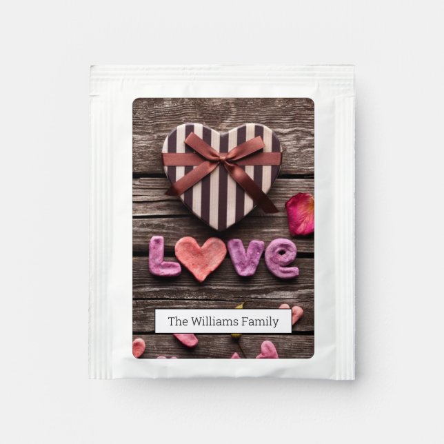 Word Love with Heart Shaped Valentine's Day Gift Tea Bag Drink Mix (Front)