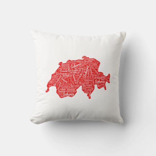 Word Map of Switzerland Throw Pillow