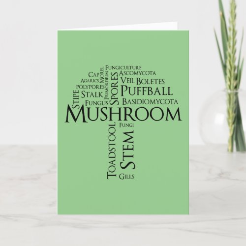 Word Mushroom Birthday Card Black Text