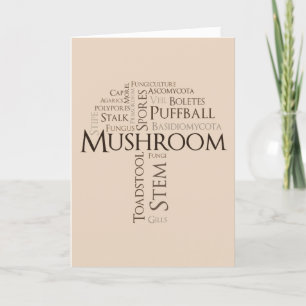 Word Mushroom Birthday Card (Brown Text)