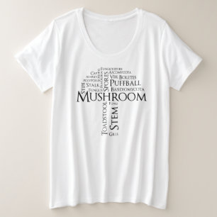 Word Mushroom Plus Size T-Shirt (Black Text)