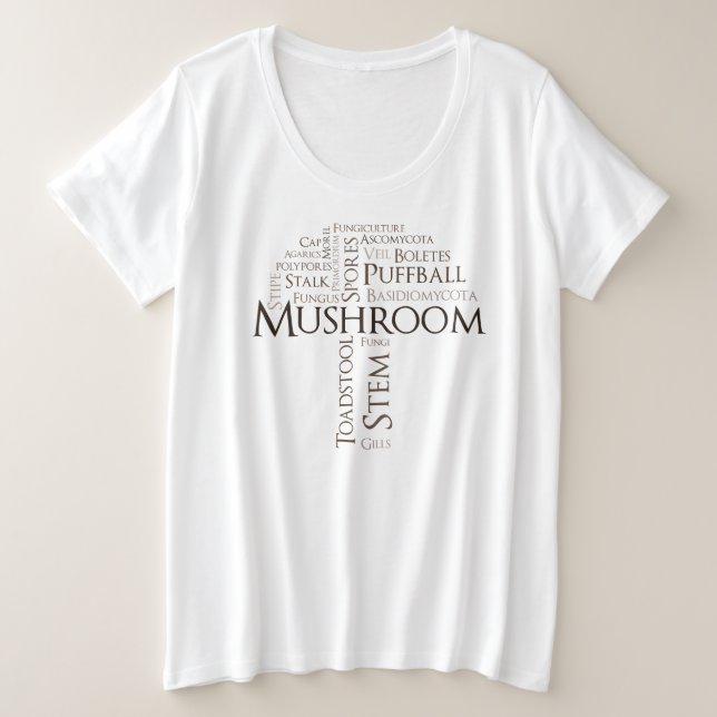 Word Mushroom Plus Size Tank Top (Brown Text) (Design Front)