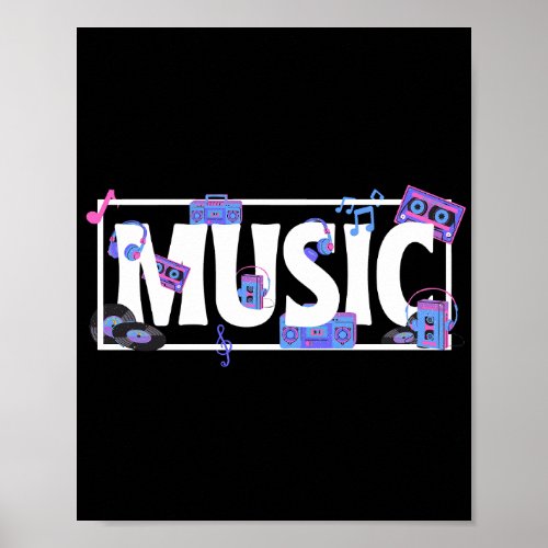Word Of Music With Music Stuff Poster