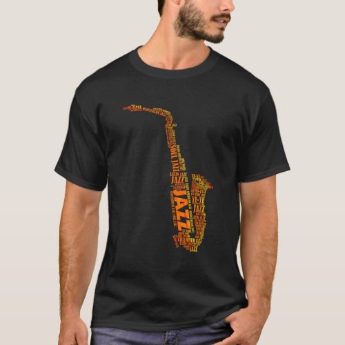 Word Of Saxophone Jazz T_Shirt