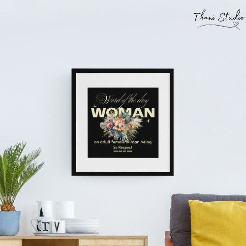 Word of the Day Woman Modern Vintage Flower Poster