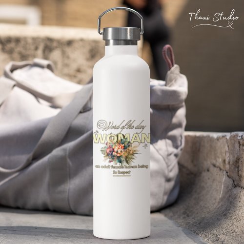 Word of the Day Woman Modern Vintage Flower Water Bottle