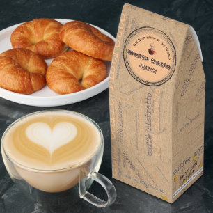 Word Pattern Peach Kraft Business Info Roasted Coffee