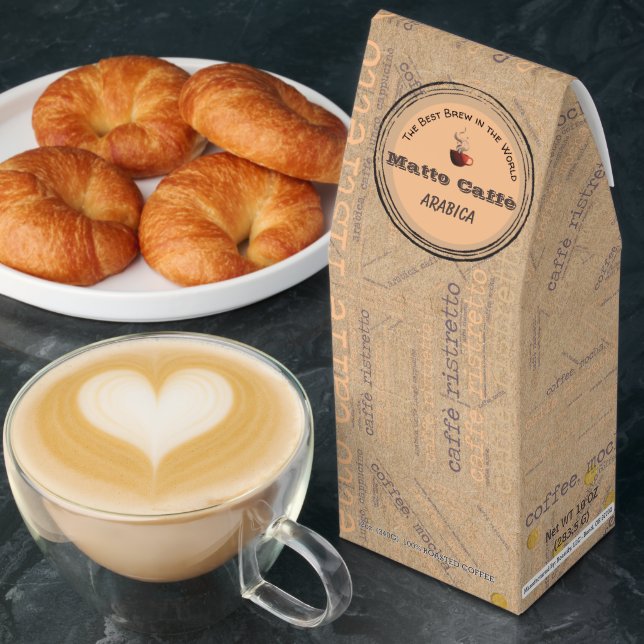 Word Pattern Peach Kraft Business Info  Roasted Coffee (Breakfast)