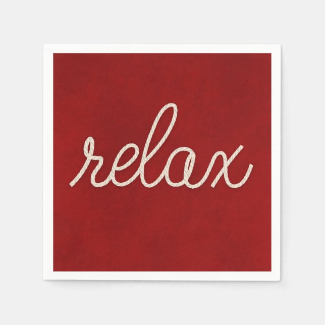 word RELAX in white nautical rope Paper Napkins (Front)
