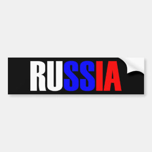 Word RUSSIA in tricolor color flag of the country Bumper Sticker